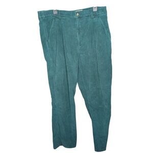 Vintage Eddie Bauer Men's Green Corduroy Pleated Pants Size 38 100% Cotton